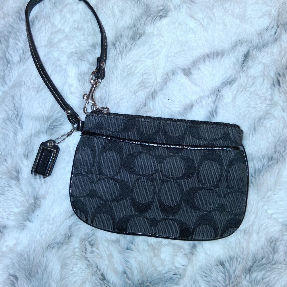 Coach Black Signature Wristlet Clutch